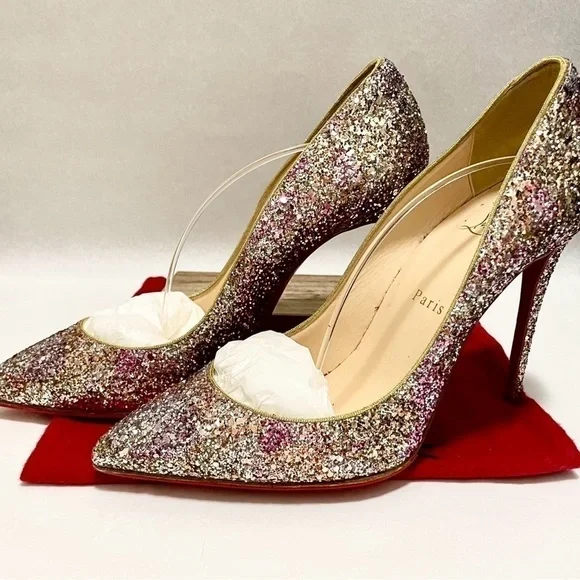 Christian Louboutin Pigalle Follies 100mm. Multi glitter speccio EU 40 - Picture 3 of 7